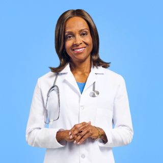 pharmacist wearing a lab coat and stethocope